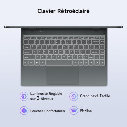 BMAX Ordinateur Portable 2 en 1 Intel N150 (surpasse N100/R3 3200U) Écran Tactile PC Portable 14" 16Go RAM 512Go SSD Clavier Rét