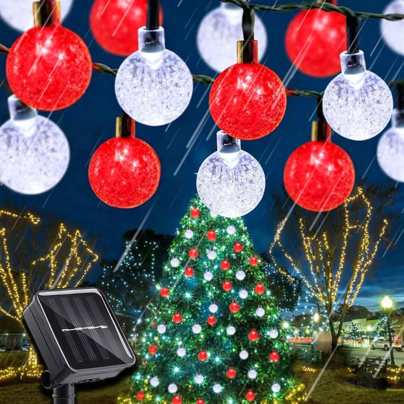 Guirlande Lumineuse Exterieur Solaire, LEDs Guirlande 8 Modes, Guinguette Extérieur, IP65 Étanche, pour Terrasse Balcon Fête Jar