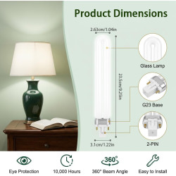 Solisara 2PCS Lampe Fluorescente Compacte G23 2 Broches 11W, Blanc Chaud 2700K Ampoule CFL Écoénergétique 900LM Tube en Forme de