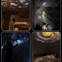 Générique Projecteur Ciel Étoilé 2 en 1, Veilleuse USB Galaxie LED, Projecteur Galaxie 360° pour Voiture, Soirée et Décoration d