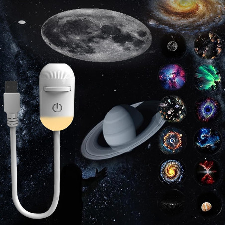 Générique Projecteur Ciel Étoilé 2 en 1, Veilleuse USB Galaxie LED, Projecteur Galaxie 360° pour Voiture, Soirée et Décoration d