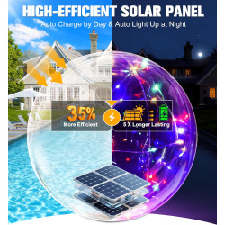 Luxbleu lampe piscine flottante solaire, 38cm boule lumineuse piscine solaire coloré, lumiere piscine flottante hors sol à étanc