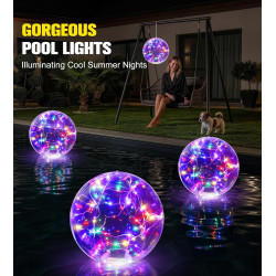 Luxbleu lampe piscine flottante solaire, 38cm boule lumineuse piscine solaire coloré, lumiere piscine flottante hors sol à étanc