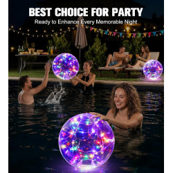Luxbleu lampe piscine flottante solaire, 38cm boule lumineuse piscine solaire coloré, lumiere piscine flottante hors sol à étanc