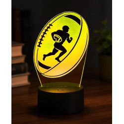 Veilleuse Ballon Rugby Illusion 3D, Lampe de Chevet LED 7 Couleurs pour Garçon, Lumière Douce Nuit, Décoration Chambre et Cadeau