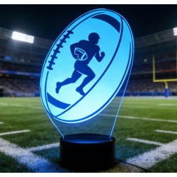 Veilleuse Ballon Rugby Illusion 3D, Lampe de Chevet LED 7 Couleurs pour Garçon, Lumière Douce Nuit, Décoration Chambre et Cadeau
