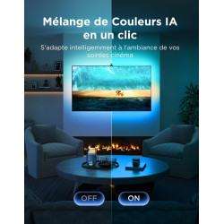 Govee Rétroéclairage TV LED 3 RGBWIC avec Double Caméra 4 MP, Ruban LED de 3,6m synchronisé avec l'écran pour TV 55-65", 60 LED/