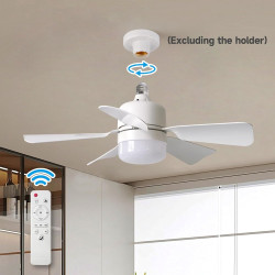 Eznaobo Ventilateur plafond avec lumiere, E27 30W Lampe Ventilateur Plafond avec télécommande et Minuterie, 3 vitesses 3 Couleur