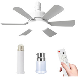 Eznaobo Ventilateur plafond avec lumiere, E27 30W Lampe Ventilateur Plafond avec télécommande et Minuterie, 3 vitesses 3 Couleur