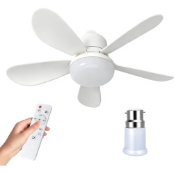Eznaobo Ventilateur plafond avec lumiere, E27 30W Lampe Ventilateur Plafond avec télécommande et Minuterie, 3 vitesses 3 Couleur