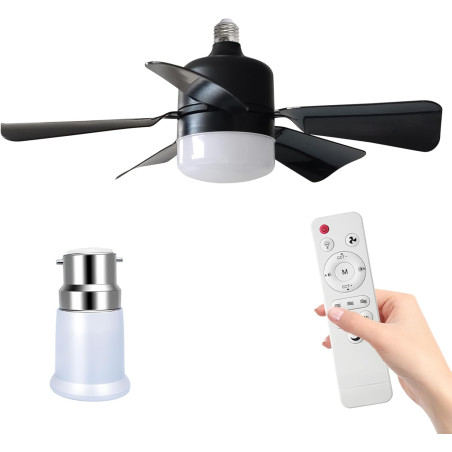 Eznaobo Ventilateur plafond avec lumiere, E27 30W Lampe Ventilateur Plafond avec télécommande et Minuterie, 3 vitesses 3 Couleur