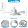 Eznaobo Ventilateur plafond avec lumiere, E27 30W Lampe Ventilateur Plafond avec télécommande et Minuterie, 3 vitesses 3 Couleur