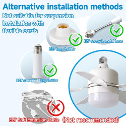 Eznaobo Ventilateur plafond avec lumiere, E27 30W Lampe Ventilateur Plafond avec télécommande et Minuterie, 3 vitesses 3 Couleur