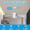 Eznaobo Ventilateur plafond avec lumiere, E27 30W Lampe Ventilateur Plafond avec télécommande et Minuterie, 3 vitesses 3 Couleur