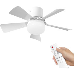 Eznaobo Ventilateur plafond avec lumiere, E27 30W Lampe Ventilateur Plafond avec télécommande et Minuterie, 3 vitesses 3 Couleur