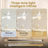 Eznaobo Ventilateur plafond avec lumiere, E27 30W Lampe Ventilateur Plafond avec télécommande et Minuterie, 3 vitesses 3 Couleur