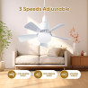 Eznaobo Ventilateur plafond avec lumiere, E27 30W Lampe Ventilateur Plafond avec télécommande et Minuterie, 3 vitesses 3 Couleur