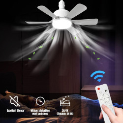 Eznaobo Ventilateur plafond avec lumiere, E27 30W Lampe Ventilateur Plafond avec télécommande et Minuterie, 3 vitesses 3 Couleur