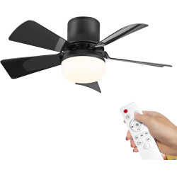 Eznaobo Ventilateur plafond avec lumiere, E27 30W Lampe Ventilateur Plafond avec télécommande et Minuterie, 3 vitesses 3 Couleur