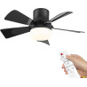 Eznaobo Ventilateur plafond avec lumiere, E27 30W Lampe Ventilateur Plafond avec télécommande et Minuterie, 3 vitesses 3 Couleur