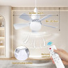 Eznaobo Ventilateur plafond avec lumiere, E27 30W Lampe Ventilateur Plafond avec télécommande et Minuterie, 3 vitesses 3 Couleur