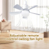 Eznaobo Ventilateur plafond avec lumiere, E27 30W Lampe Ventilateur Plafond avec télécommande et Minuterie, 3 vitesses 3 Couleur