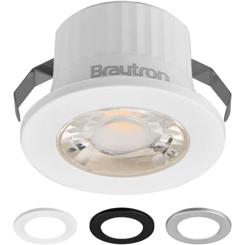 Braytron Mini spot LED encastrable 3 W Ø 44 mm - 210 lm blanc chaud 3000 K IP54 Mini spot encastrable 230 V sans transformateur 