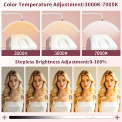 Diesisa Lampe Demi Lune Extension De Cils: Luminosité réglable Lampe Demi Lune - Avec support pour téléphone - TêTe De Lampe Rot