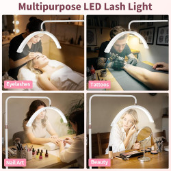 Diesisa Lampe Demi Lune Extension De Cils: Luminosité réglable Lampe Demi Lune - Avec support pour téléphone - TêTe De Lampe Rot