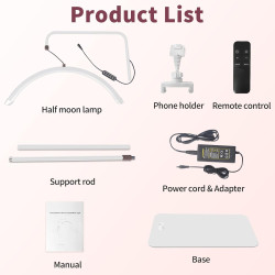 Diesisa Lampe Demi Lune Extension De Cils: Luminosité réglable Lampe Demi Lune - Avec support pour téléphone - TêTe De Lampe Rot