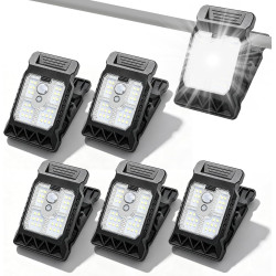 Lot de 6 Mini Lampes Solaires d'Extérieur à Clipser avec Détecteur de Mouvement, 3 Températures de Couleur, Lampes solaires à cl