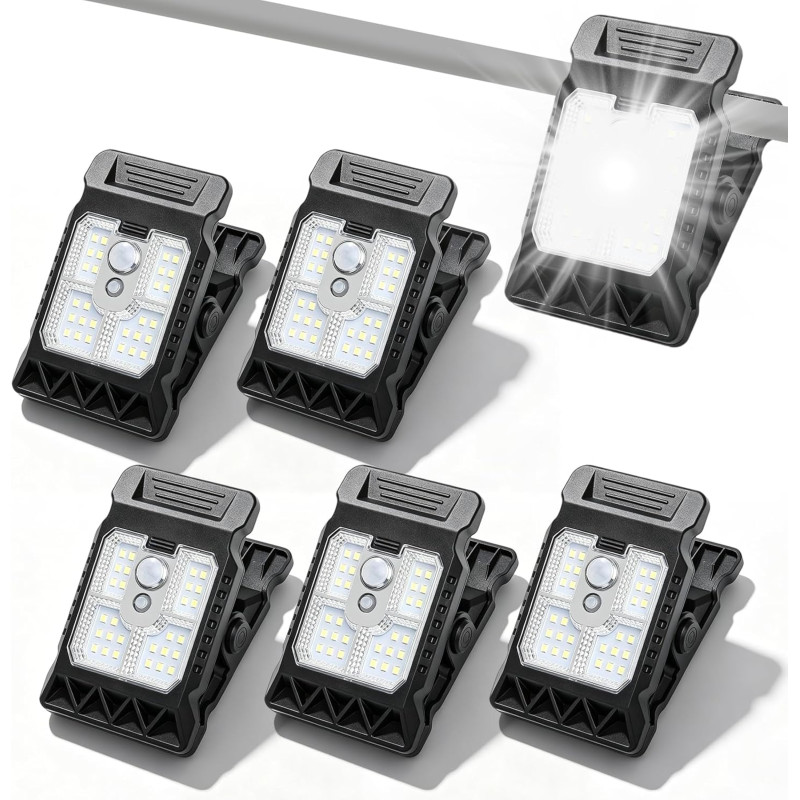 Lot de 6 Mini Lampes Solaires d'Extérieur à Clipser avec Détecteur de Mouvement, 3 Températures de Couleur, Lampes solaires à cl