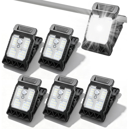 Lot de 6 Mini Lampes Solaires d'Extérieur à Clipser avec Détecteur de Mouvement, 3 Températures de Couleur, Lampes solaires à cl