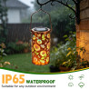 Lanterne Solaire Tournesol Extérieur Imperméable, IP65, Suspendue ou Posée, Lampe Solaire Métal avec Silhouettes de Tournesols, 