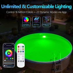 25W Projecteur Piscine LED avec Filetage 2", 12V RGB Spot pour Piscines Hors-Sol Acier, Contrôle APP et Dimmable, Étanche IP68 E
