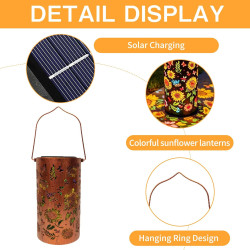 Lanterne Solaire Exterieur,2 Pièces Lanternes Solaires Tournesol en Plein Air,Lanternes Solaires de Jardin Colorées Tournesols,L