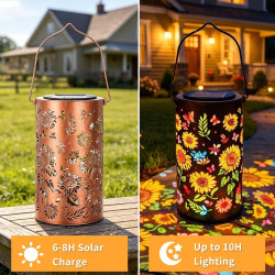 Lanterne Solaire Exterieur,2 Pièces Lanternes Solaires Tournesol en Plein Air,Lanternes Solaires de Jardin Colorées Tournesols,L