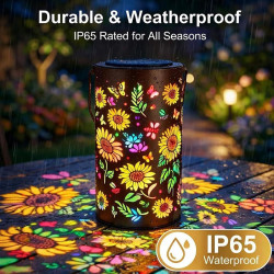 Lanterne Solaire Exterieur,2 Pièces Lanternes Solaires Tournesol en Plein Air,Lanternes Solaires de Jardin Colorées Tournesols,L