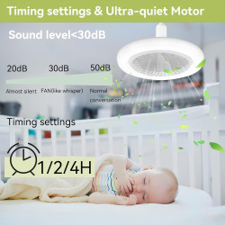 Ventilateur Plafond Avec Lumiere, Ventilateur plafond intelligent 3 en 1 avec télécommande, 3 Vitesses, Ampoule Ventilateur Plaf