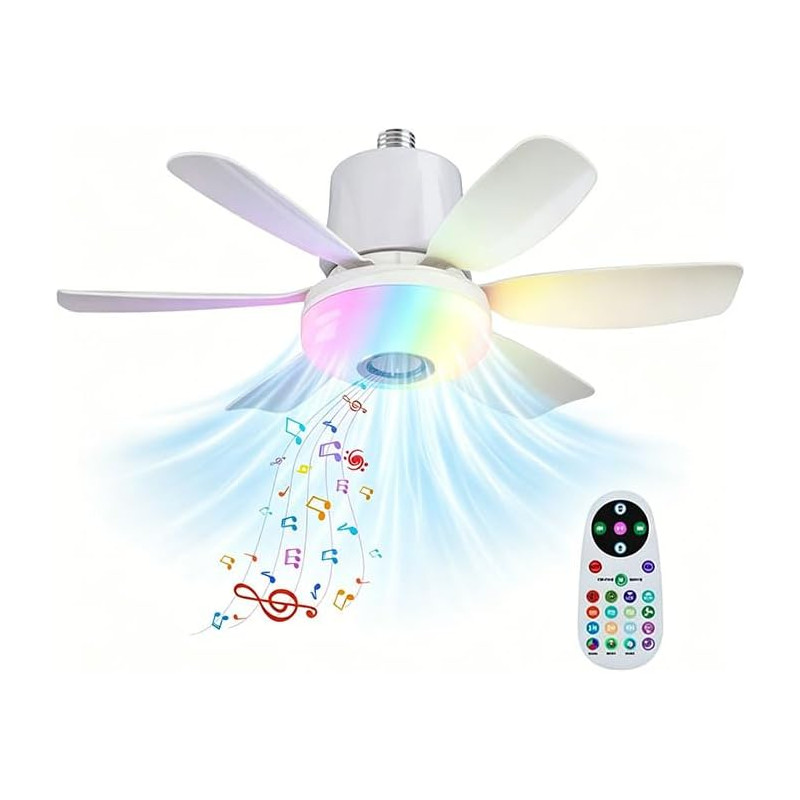 Ventilateurs de plafond avec lampe intégrée,led avec lumière rgb dimmable,ampe ventilateur plafond e27 interface,télécommande et