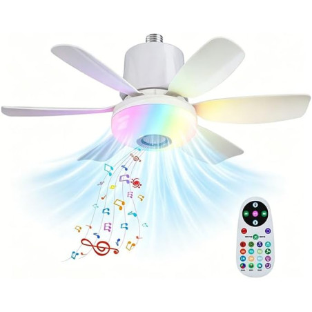 Ventilateurs de plafond avec lampe intégrée,led avec lumière rgb dimmable,ampe ventilateur plafond e27 interface,télécommande et
