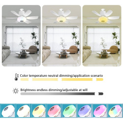 Ventilateurs de plafond avec lampe intégrée,led avec lumière rgb dimmable,ampe ventilateur plafond e27 interface,télécommande et