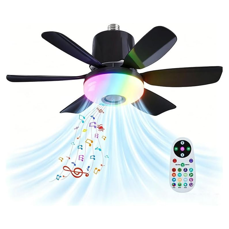 Ventilateurs de plafond avec lampe intégrée,led avec lumière rgb dimmable,ampe ventilateur plafond e27 interface,télécommande et