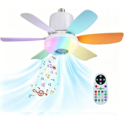 Ventilateurs de plafond avec lampe intégrée,led avec lumière rgb dimmable,ampe ventilateur plafond e27 interface,télécommande et