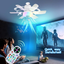 Ventilateurs de plafond avec lampe intégrée,led avec lumière rgb dimmable,ampe ventilateur plafond e27 interface,télécommande et