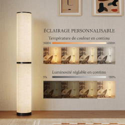 Homcom lampadaire led sur pied à intensité variable avec télécommande magnétique, interrupteur à pied, température de couleur aj