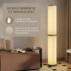 Homcom lampadaire led sur pied à intensité variable avec télécommande magnétique, interrupteur à pied, température de couleur aj