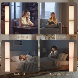 Homcom lampadaire led sur pied à intensité variable avec télécommande magnétique, interrupteur à pied, température de couleur aj