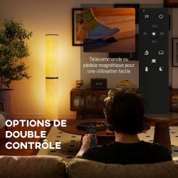 Homcom lampadaire led sur pied à intensité variable avec télécommande magnétique, interrupteur à pied, température de couleur aj