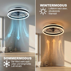 DATO Ventilateur de plafond avec éclairage, 3 températures de couleur et 6 vitesses, application/télécommande, silencieux, inten